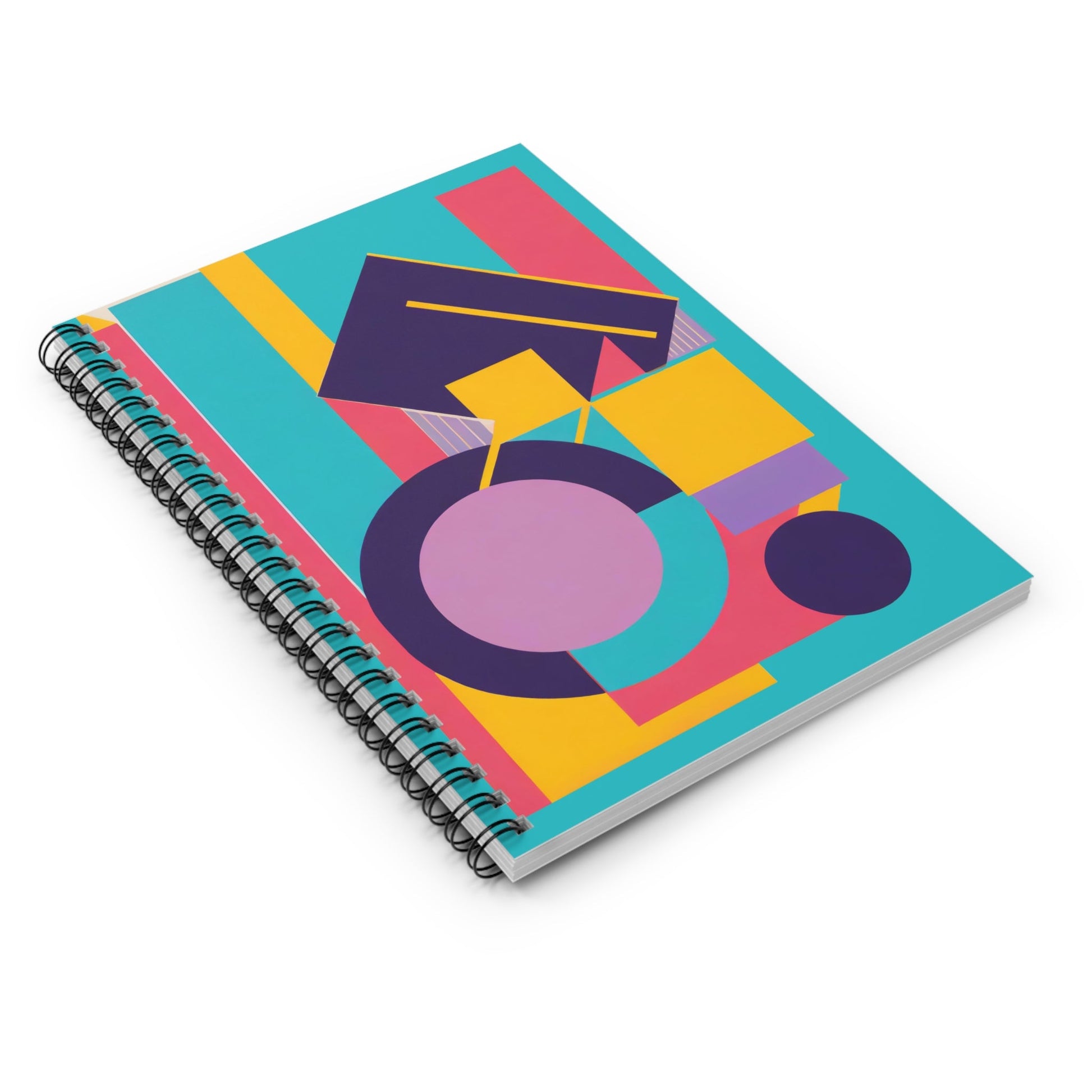 Colorful Abstract Geometric Journal Graphic Art Deco Vibe Spiral Notebook - Ruled Line - POP DECO