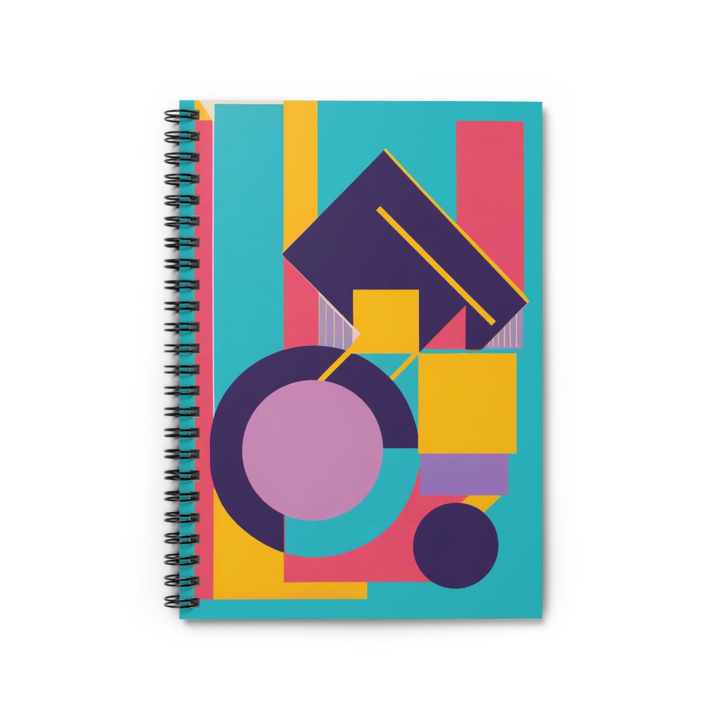 Colorful Abstract Geometric Journal Graphic Art Deco Vibe Spiral Notebook - Ruled Line - POP DECO