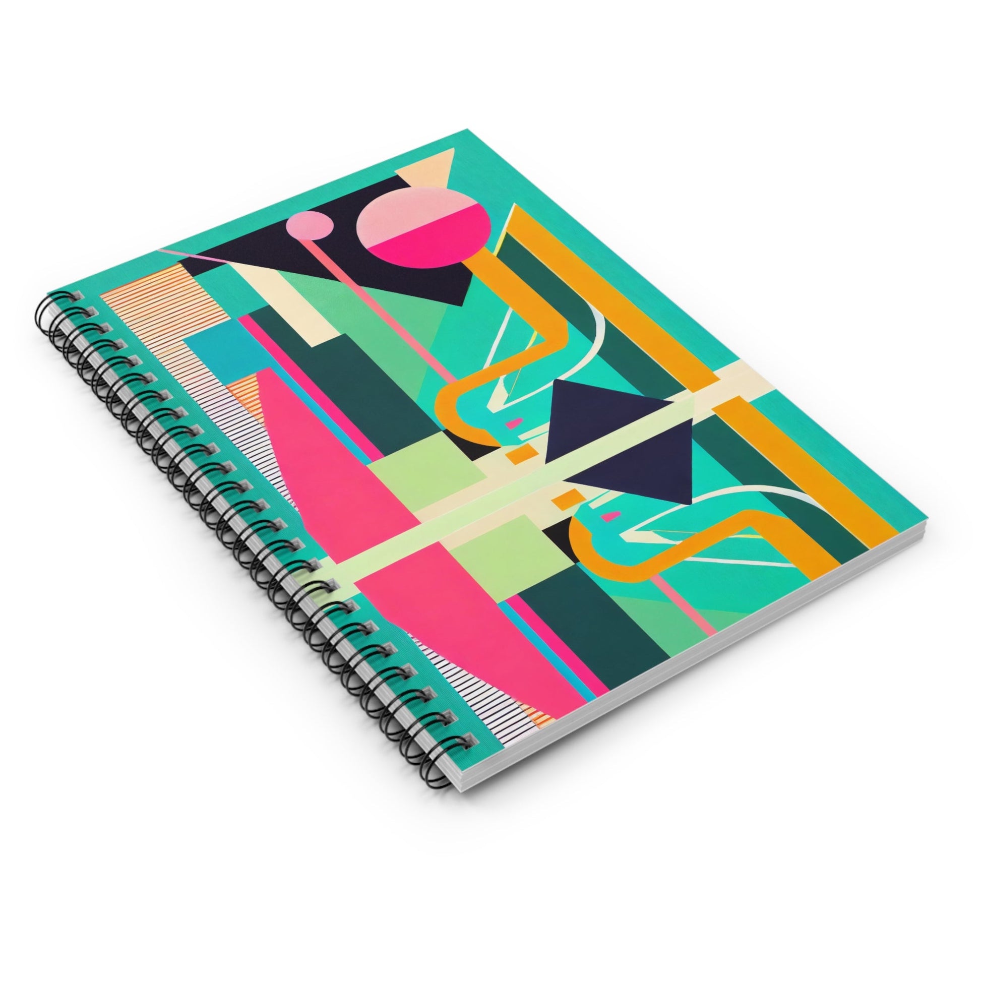 Colorful Abstract Geometric Journal Graphic Art Deco Vibe Spiral Notebook - Ruled Line - POP DECO