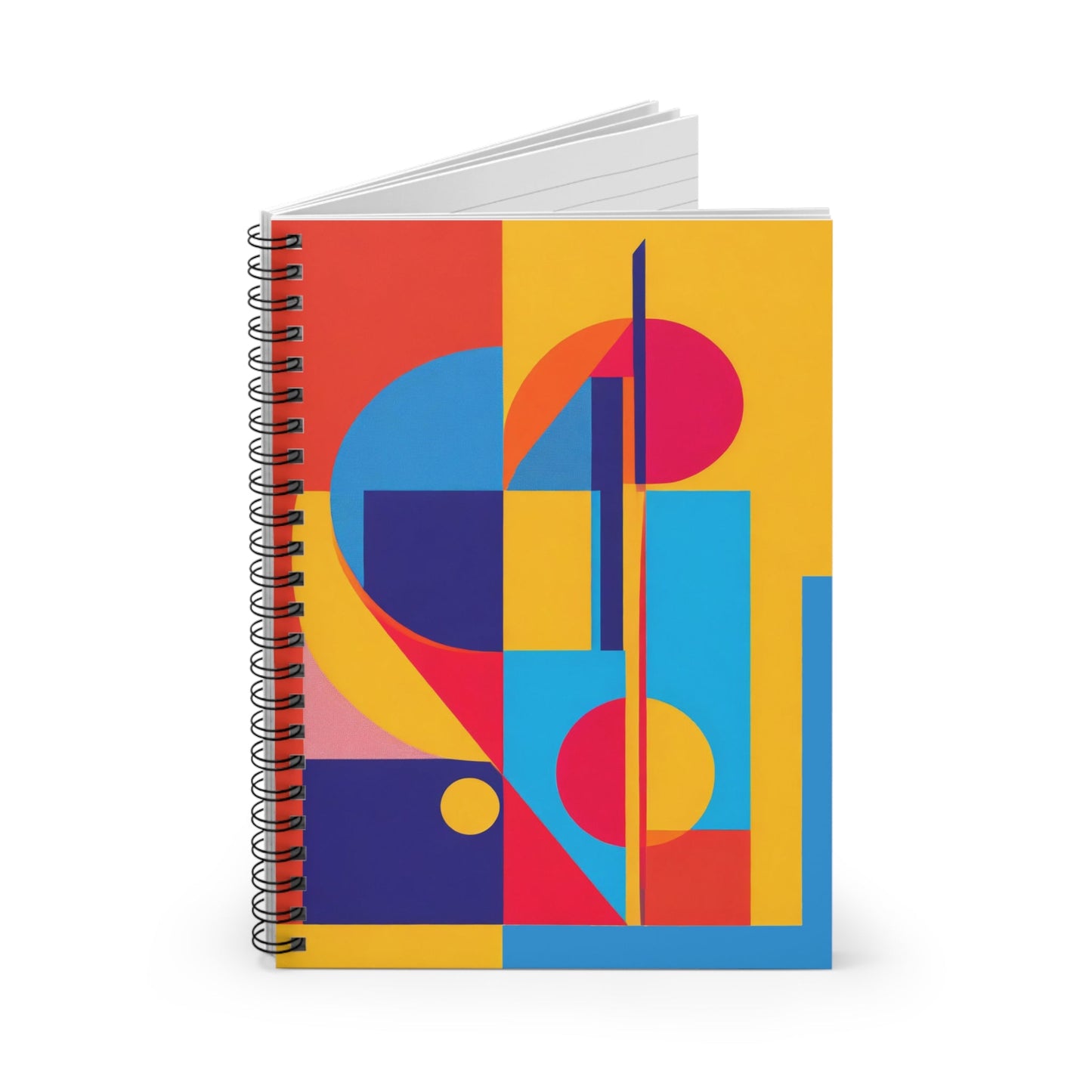 Colorful Abstract Geometric Journal Graphic Art Deco Vibe Spiral Notebook - Ruled Line - POP DECO