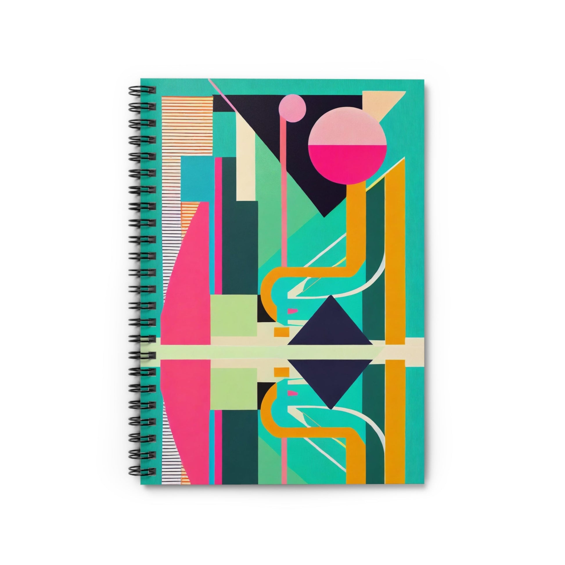 Colorful Abstract Geometric Journal Graphic Art Deco Vibe Spiral Notebook - Ruled Line - POP DECO