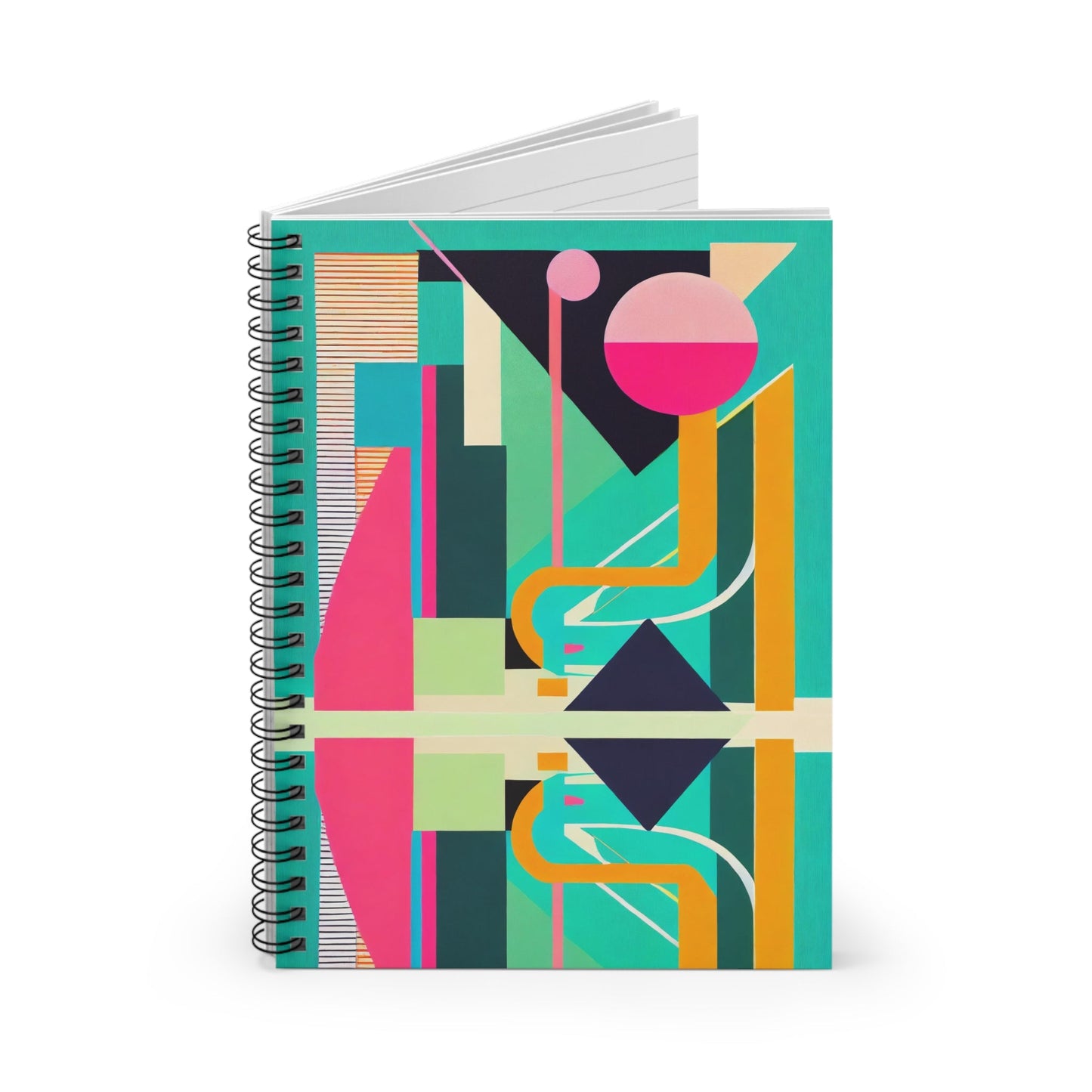 Colorful Abstract Geometric Journal Graphic Art Deco Vibe Spiral Notebook - Ruled Line - POP DECO