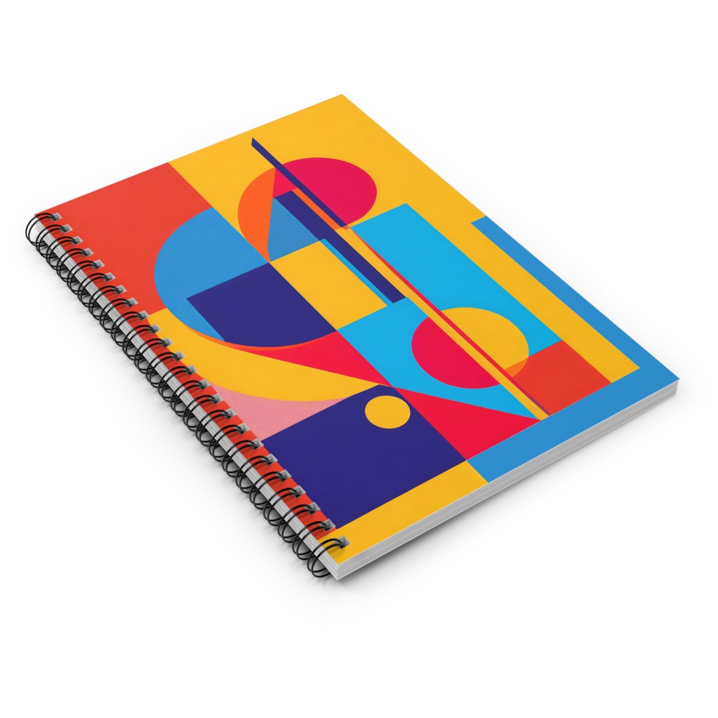 Colorful Abstract Geometric Journal Graphic Art Deco Vibe Spiral Notebook - Ruled Line - POP DECO