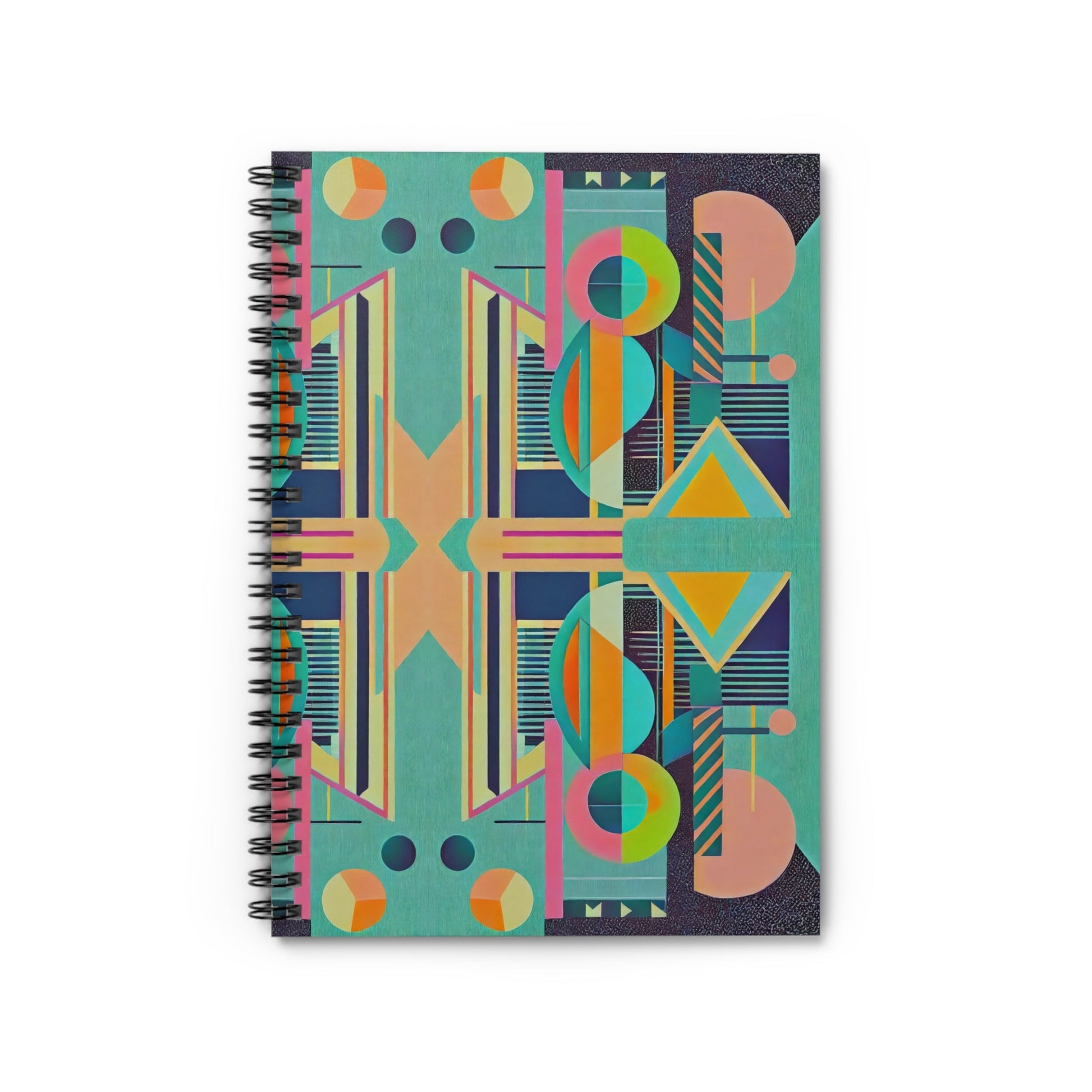 Colorful Abstract Geometric Journal Graphic Art Deco Vibe Spiral Notebook - Ruled Line - POP DECO