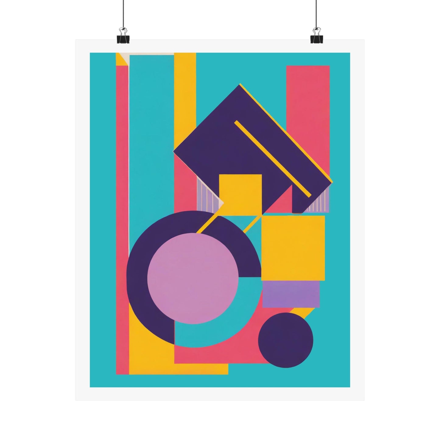 Colorful Abstract Geometric Matte Vertical Poster Modern Pop Art Deco Inspired Graphic Design - POP DECO