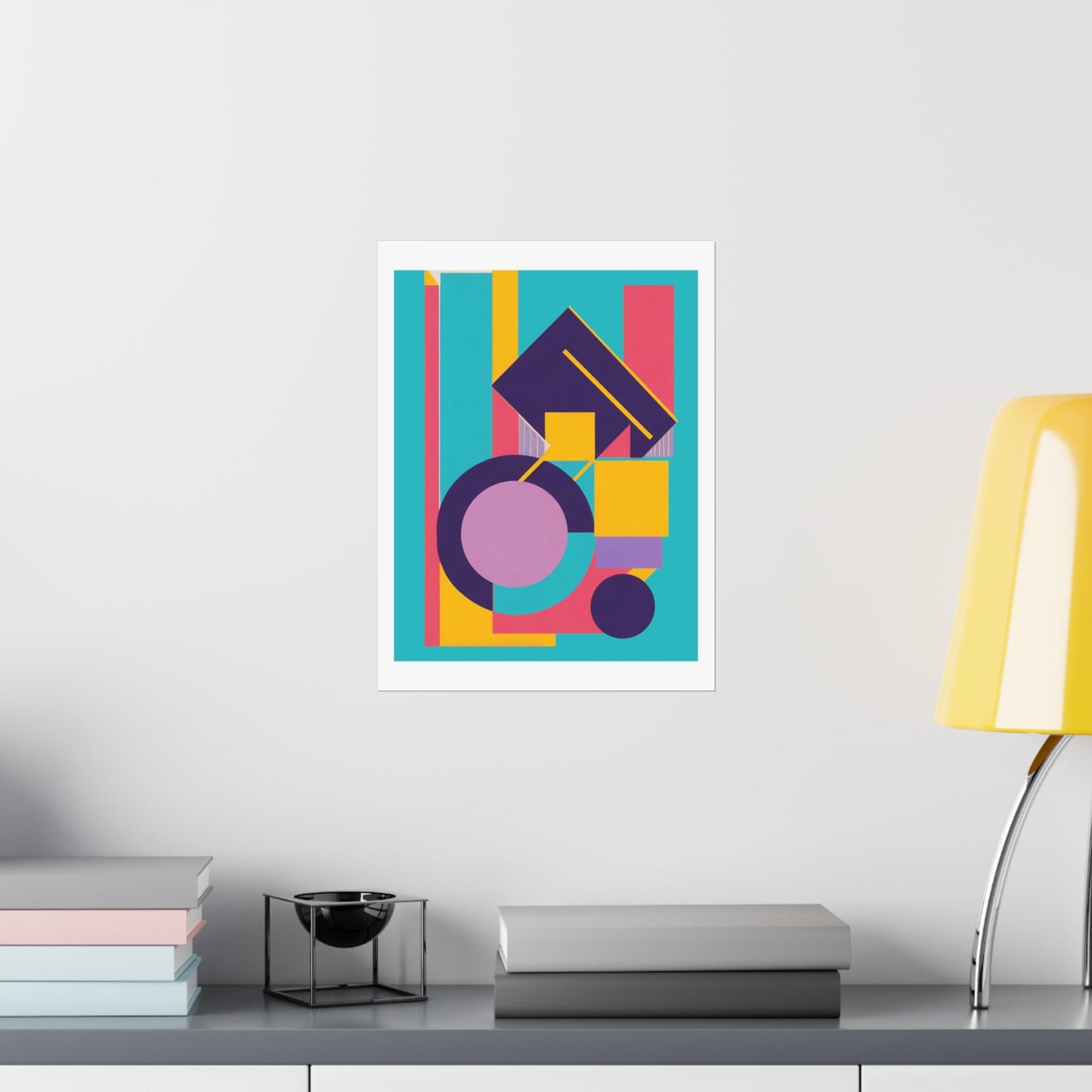 Colorful Abstract Geometric Matte Vertical Poster Modern Pop Art Deco Inspired Graphic Design - POP DECO