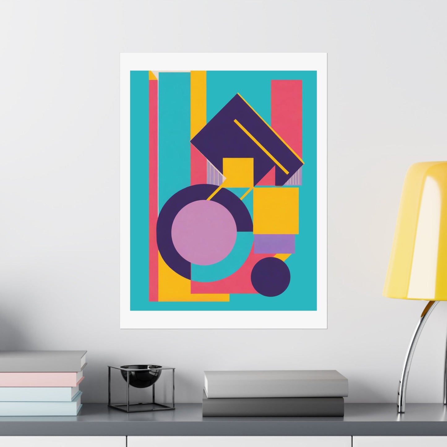 Colorful Abstract Geometric Matte Vertical Poster Modern Pop Art Deco Inspired Graphic Design - POP DECO