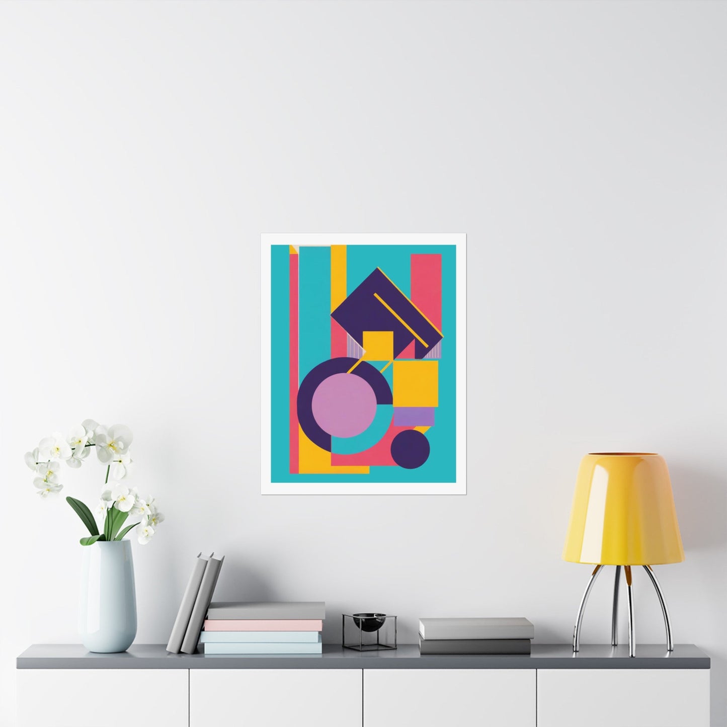 Colorful Abstract Geometric Matte Vertical Poster Modern Pop Art Deco Inspired Graphic Design - POP DECO