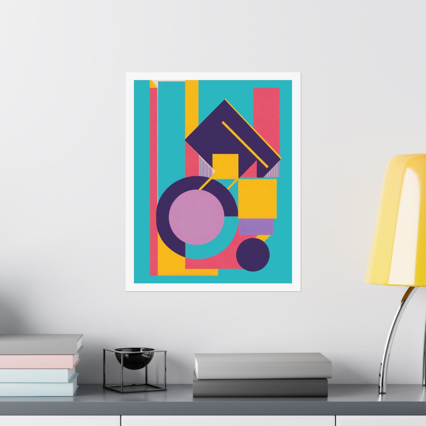 Colorful Abstract Geometric Matte Vertical Poster Modern Pop Art Deco Inspired Graphic Design - POP DECO