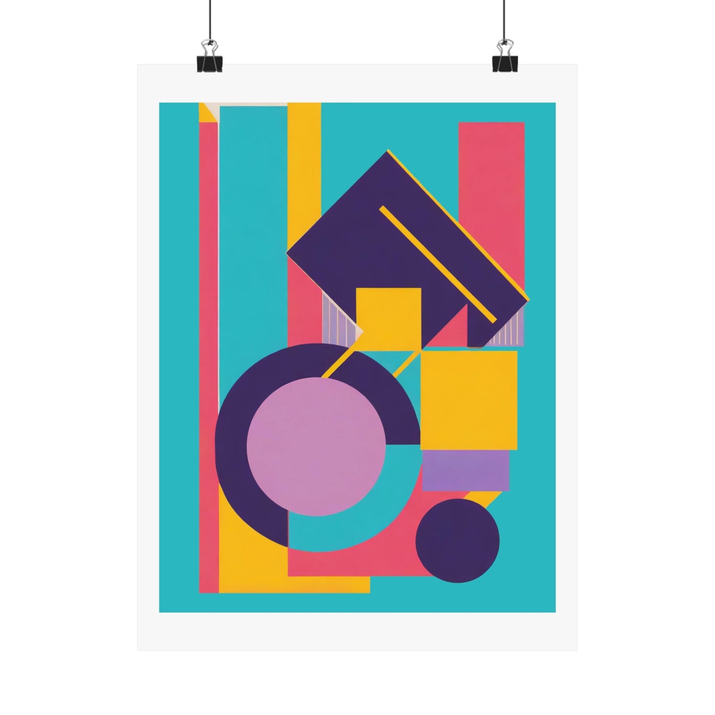 Colorful Abstract Geometric Matte Vertical Poster Modern Pop Art Deco Inspired Graphic Design - POP DECO