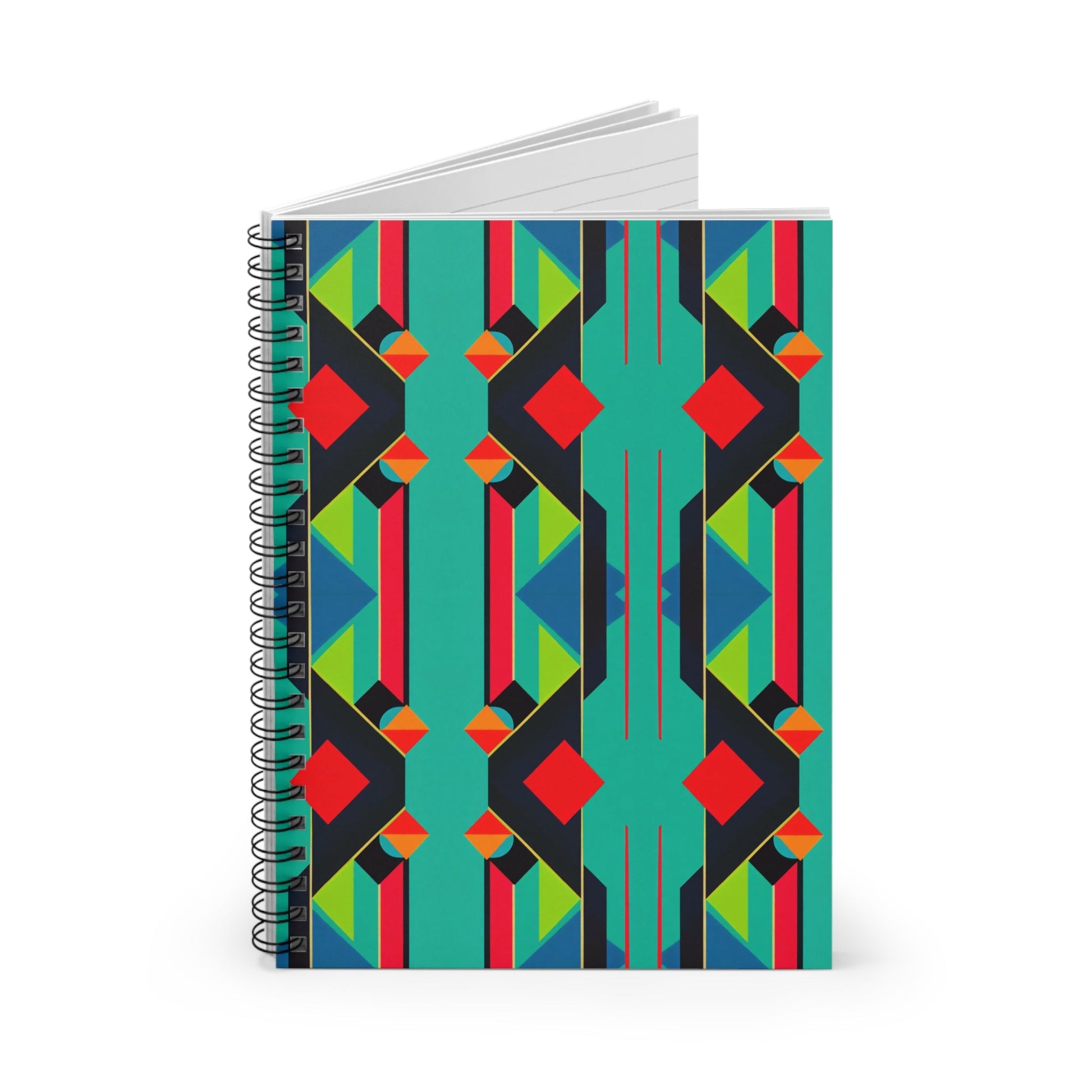 Colorful Abstract Geometric Pattern Journal Graphic Art Deco Vibe Spiral Notebook - Ruled Line - POP DECO