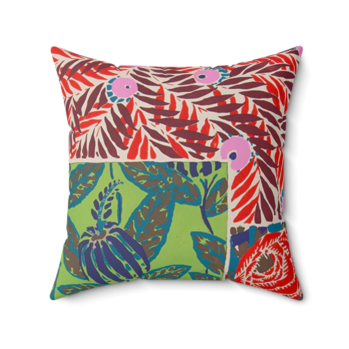 Colorful Art Deco Abstract Floral Jewel Tone Square Pillow - POP DECO