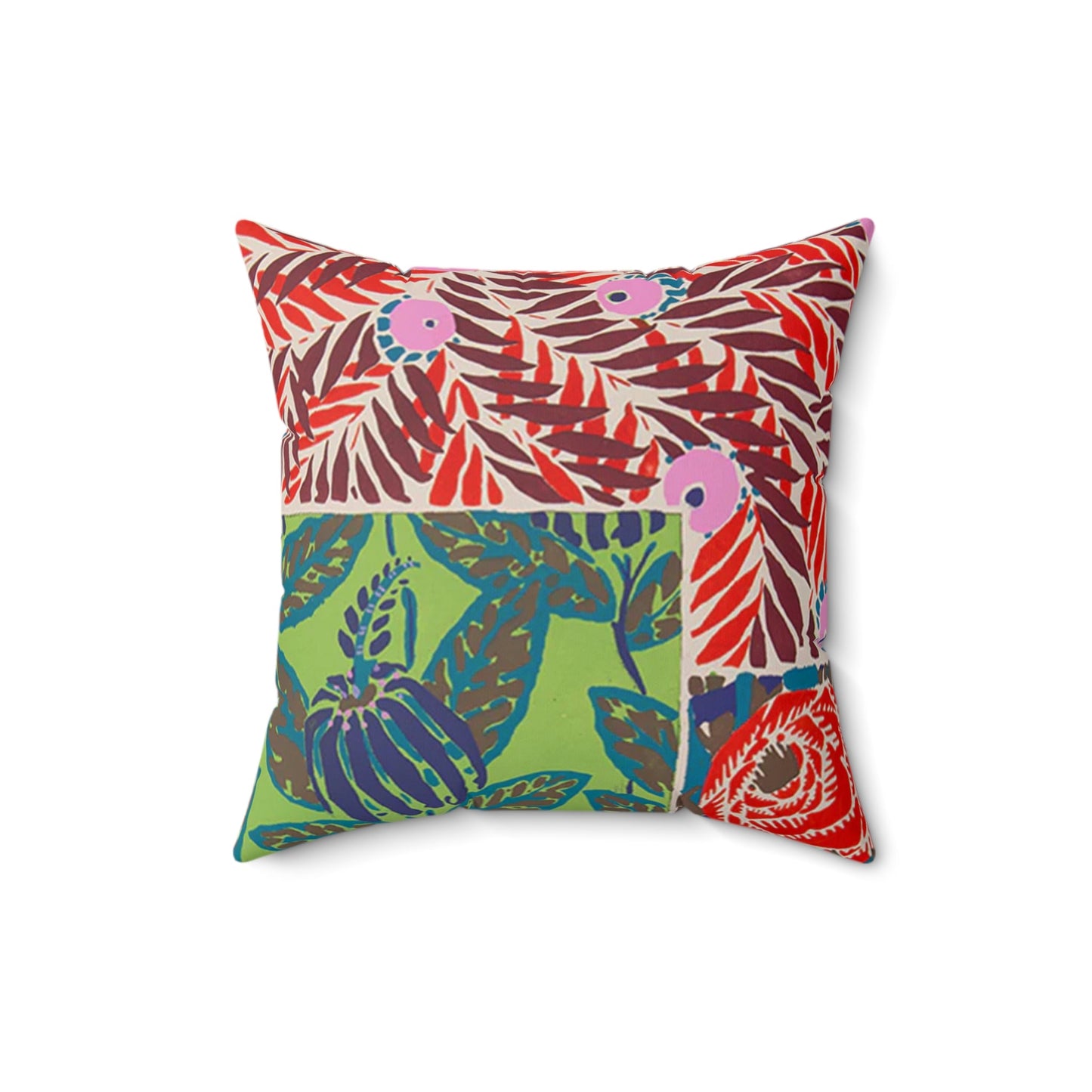 Colorful Art Deco Abstract Floral Jewel Tone Square Pillow - POP DECO