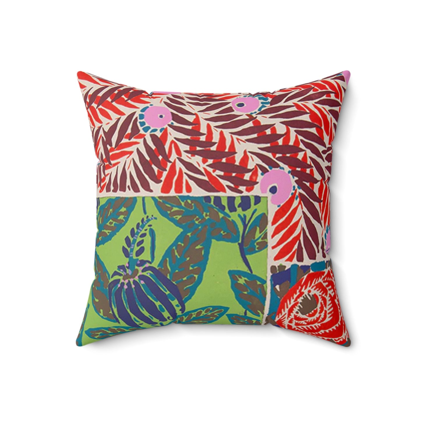 Colorful Art Deco Abstract Floral Jewel Tone Square Pillow - POP DECO