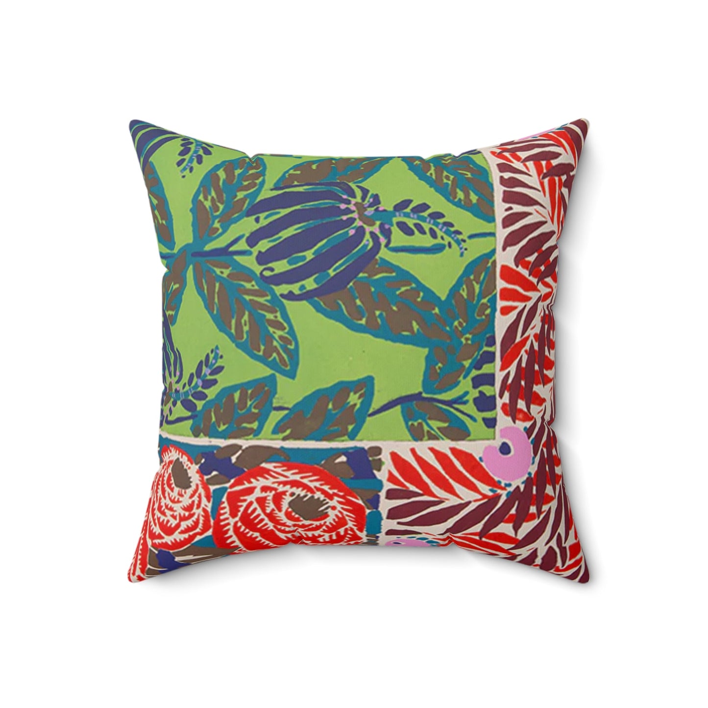 Colorful Art Deco Abstract Floral Jewel Tone Square Pillow - POP DECO