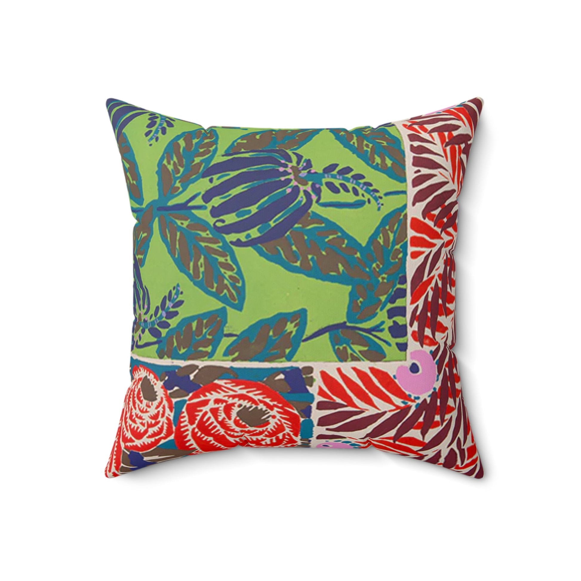 Colorful Art Deco Abstract Floral Jewel Tone Square Pillow - POP DECO