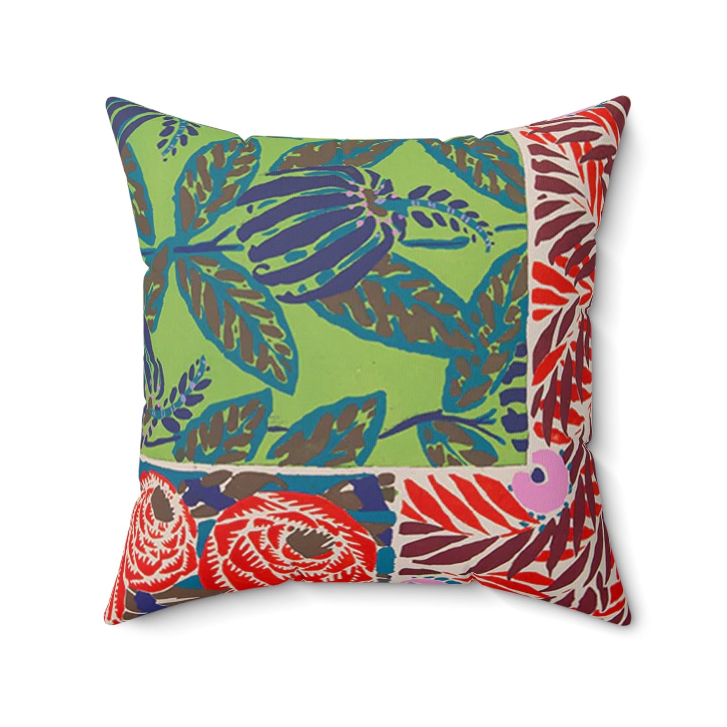 Colorful Art Deco Abstract Floral Jewel Tone Square Pillow - POP DECO