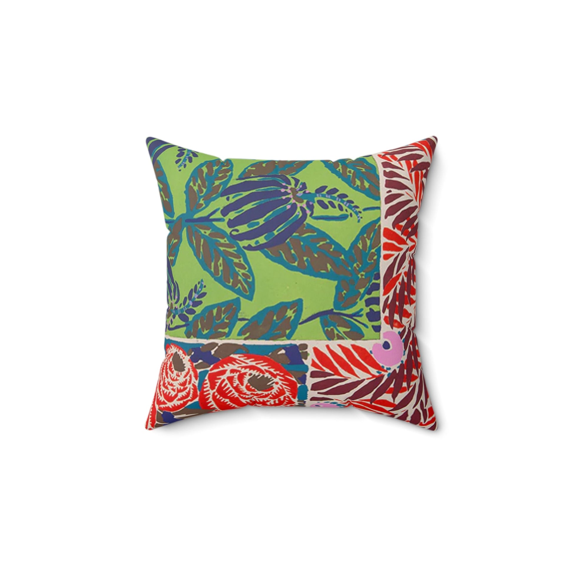 Colorful Art Deco Abstract Floral Jewel Tone Square Pillow - POP DECO