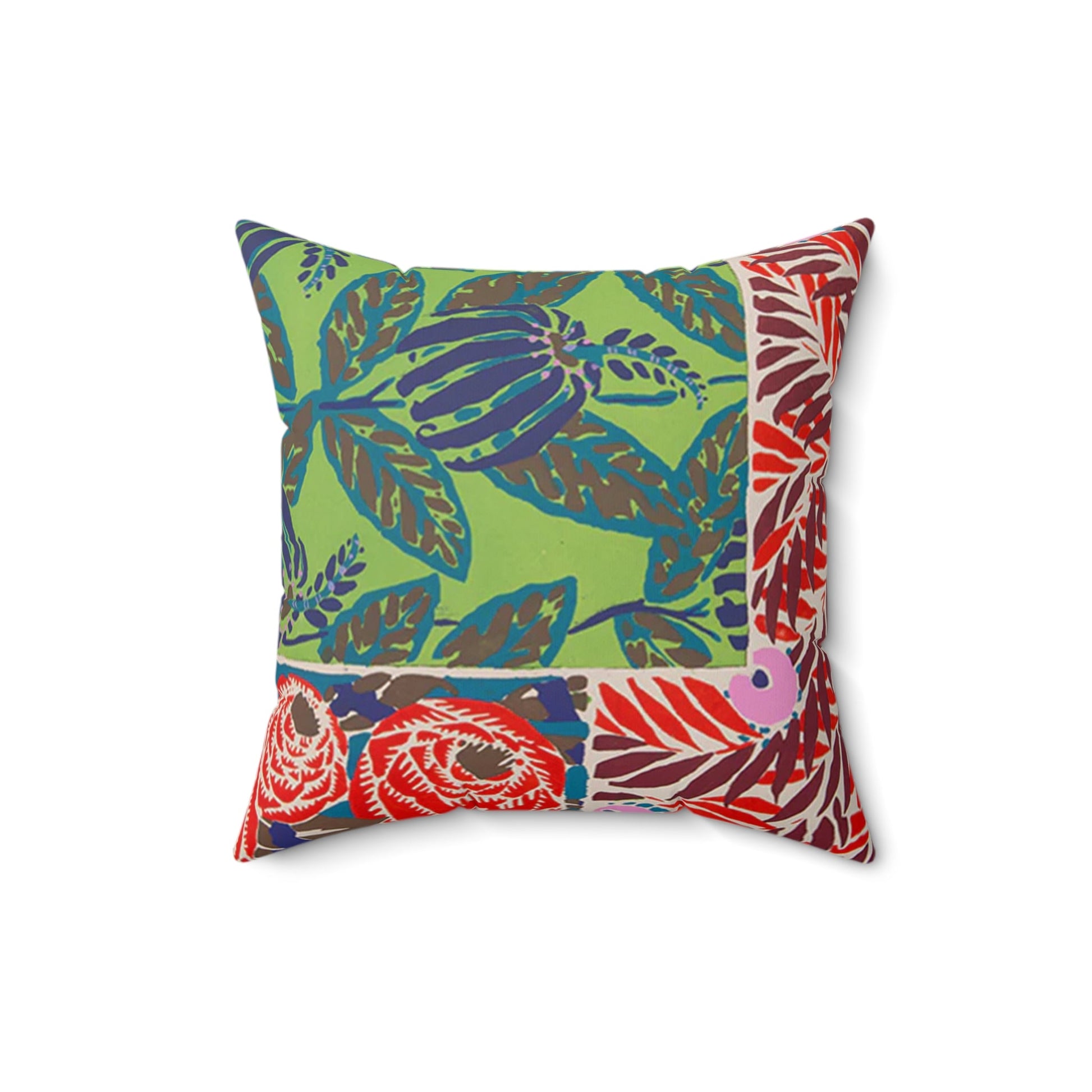 Colorful Art Deco Abstract Floral Jewel Tone Square Pillow - POP DECO