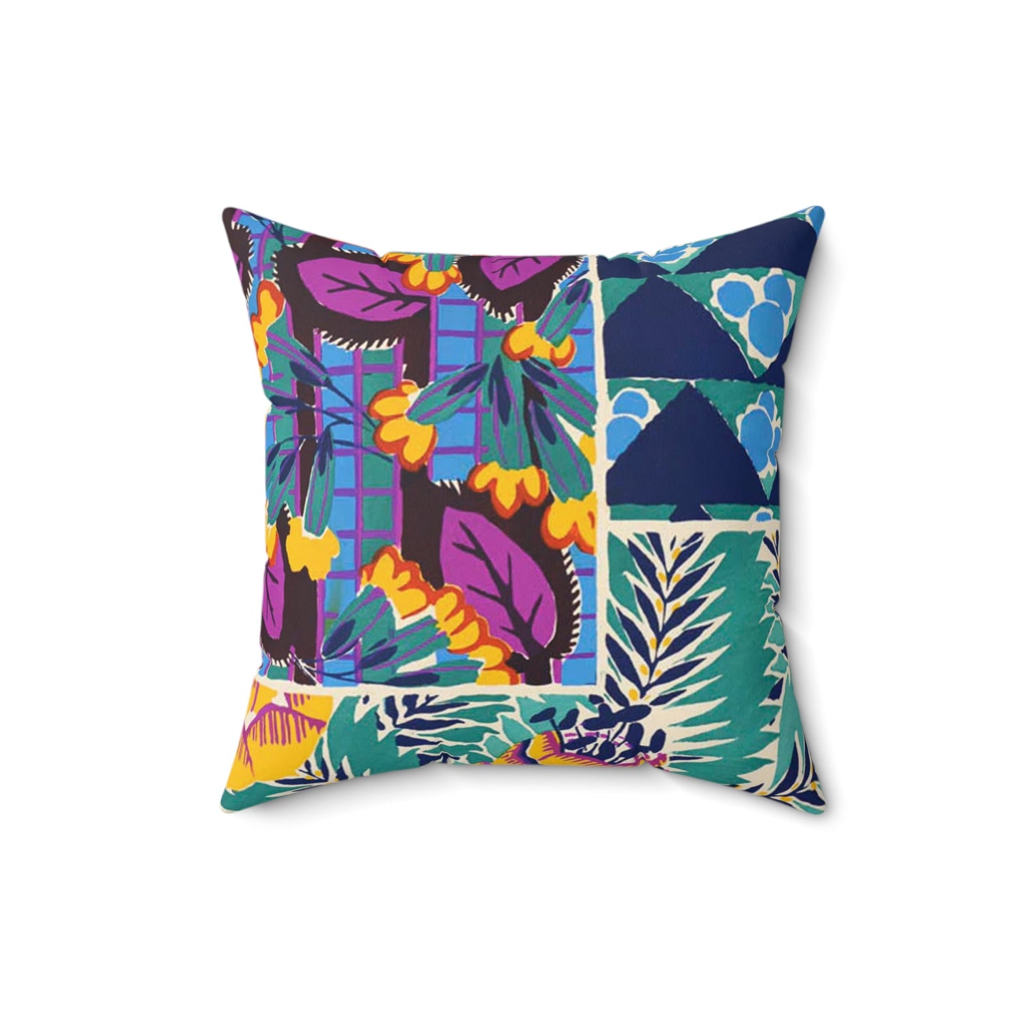 Colorful Art Deco Abstract Floral Square Pillow - POP DECO