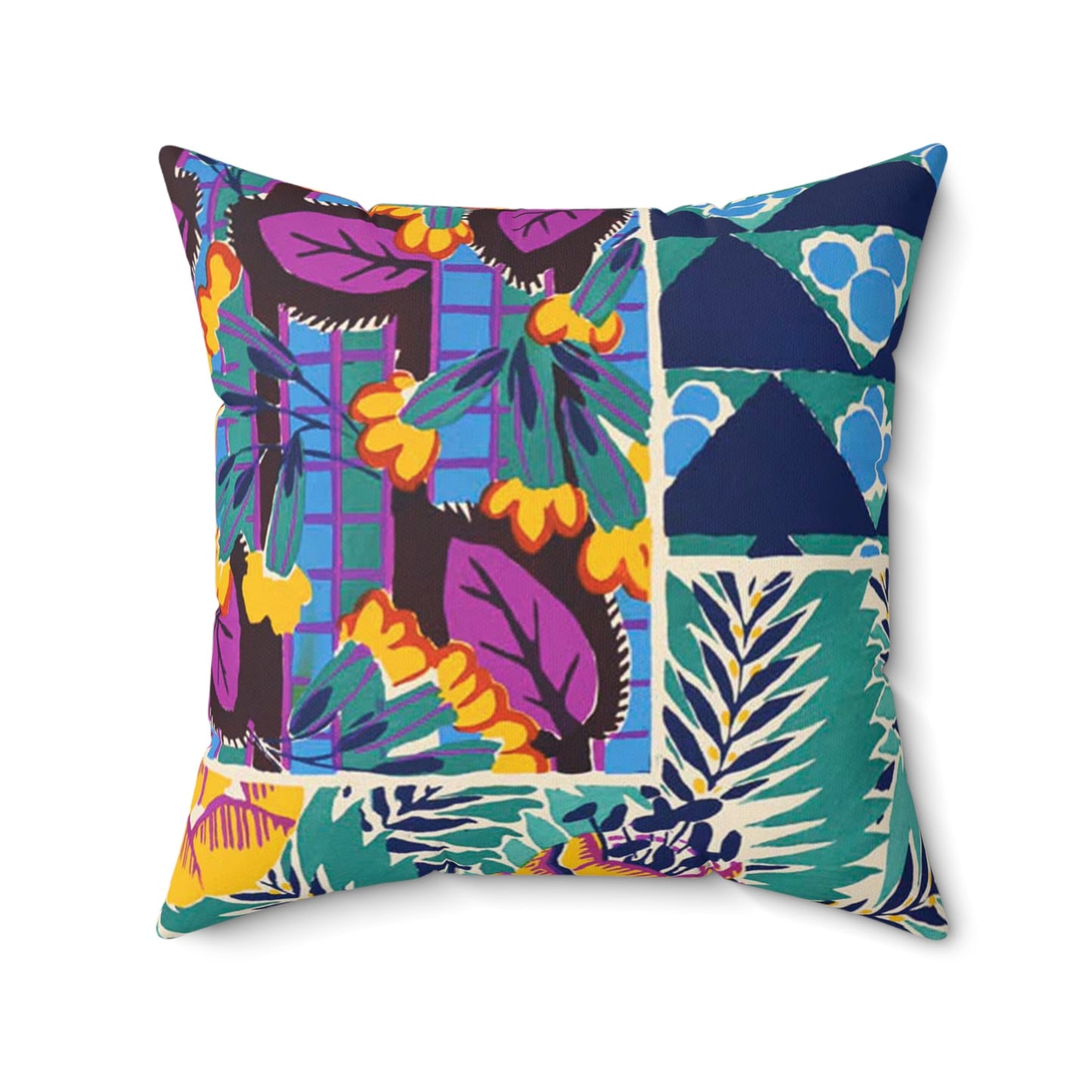 Colorful Art Deco Abstract Floral Square Pillow - POP DECO