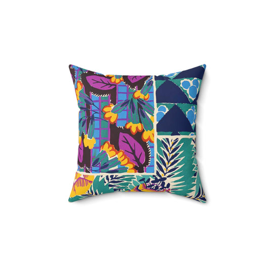 Colorful Art Deco Abstract Floral Square Pillow - POP DECO