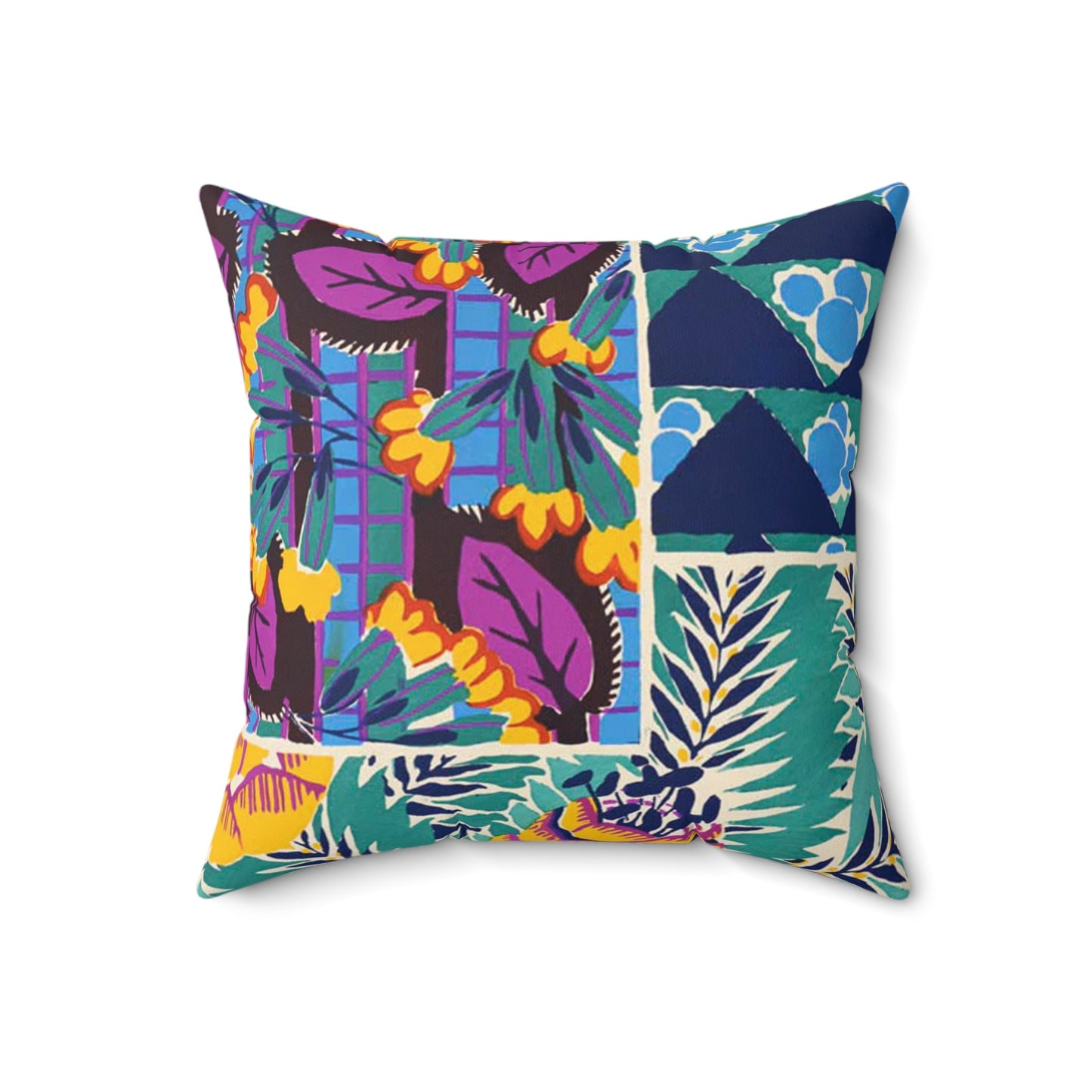 Colorful Art Deco Abstract Floral Square Pillow - POP DECO