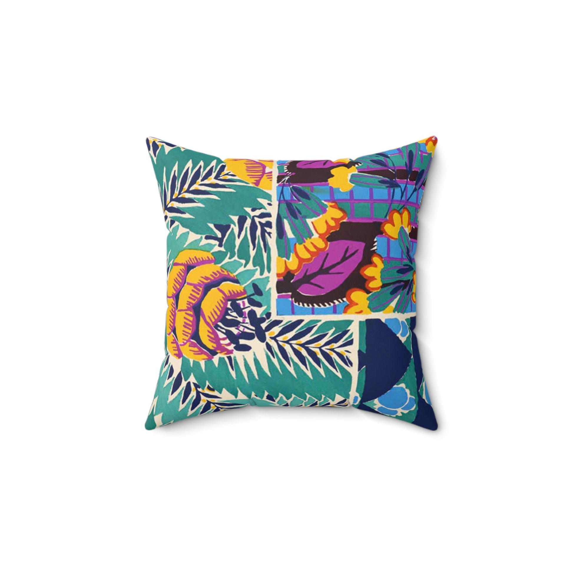 Colorful Art Deco Abstract Floral Square Pillow - POP DECO