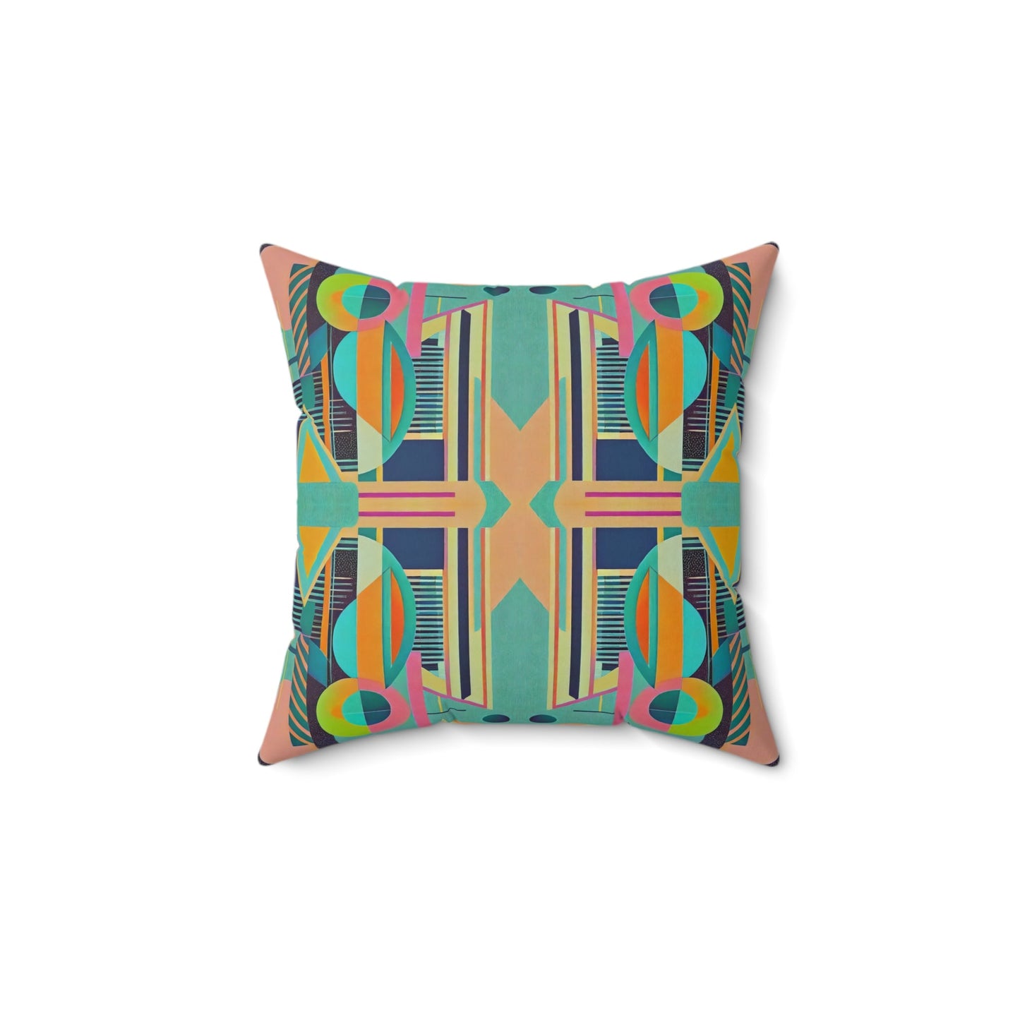 Colorful Geometric Abstract Pattern Retro Vibe Square Pillow - POP DECO