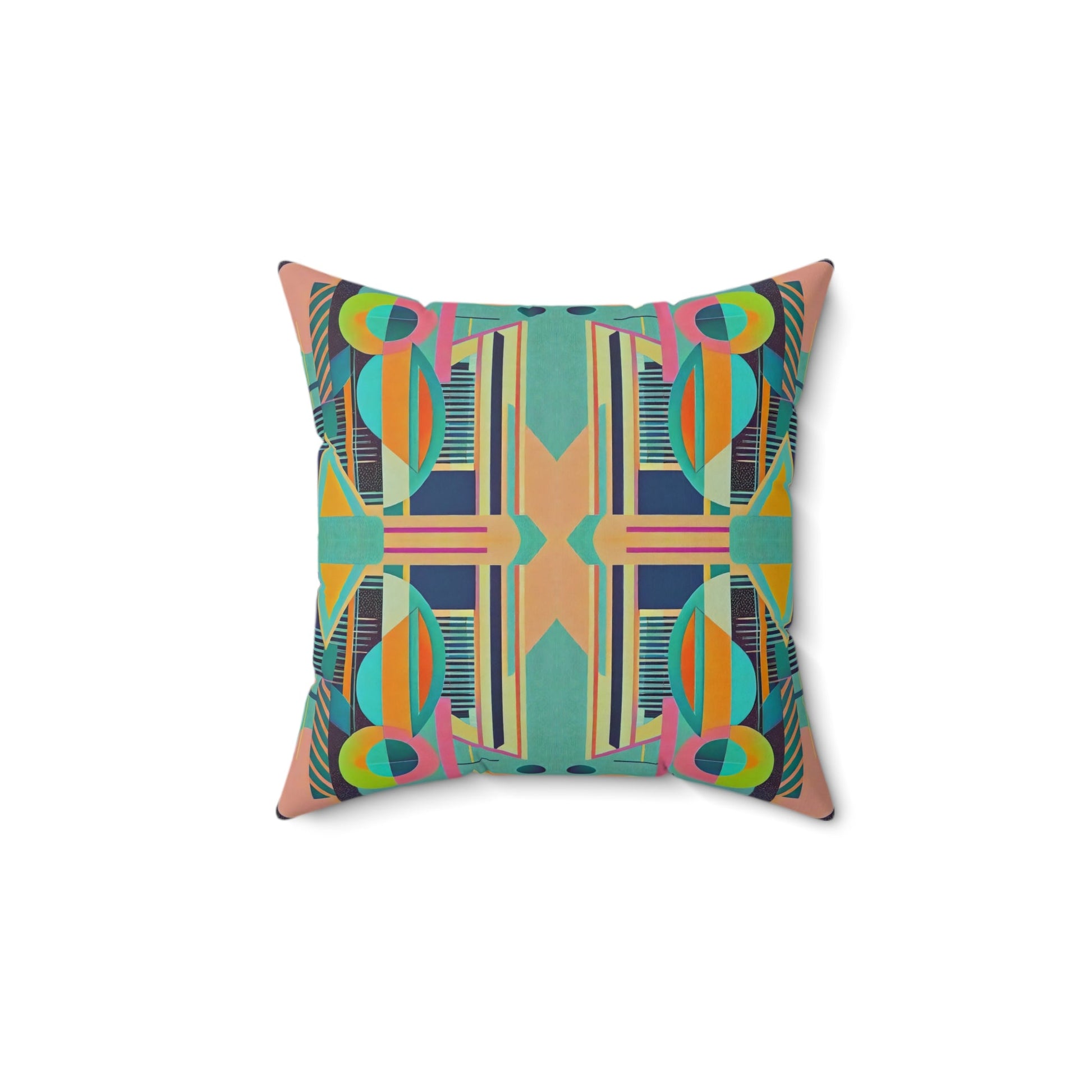 Colorful Geometric Abstract Pattern Retro Vibe Square Pillow - POP DECO