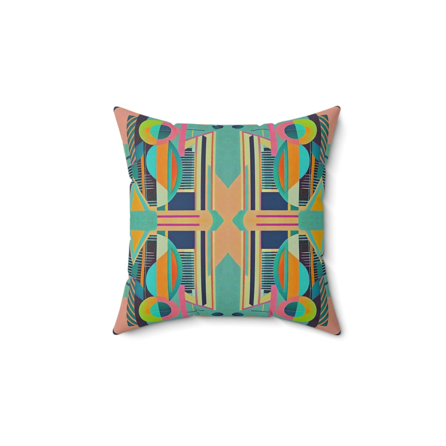 Colorful Geometric Abstract Pattern Retro Vibe Square Pillow - POP DECO