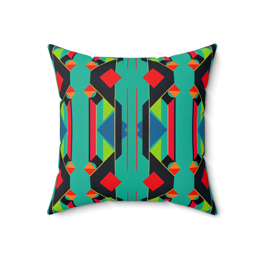 Colorful Retro Geometric Abstract Pop Art Square Pillow - POP DECO