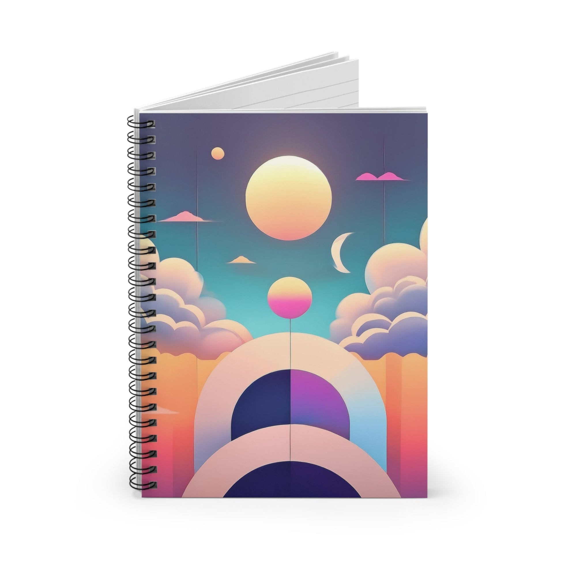 Cosmic Moon Abstract Geometric Spiral Notebook - Ruled Line - POP DECO