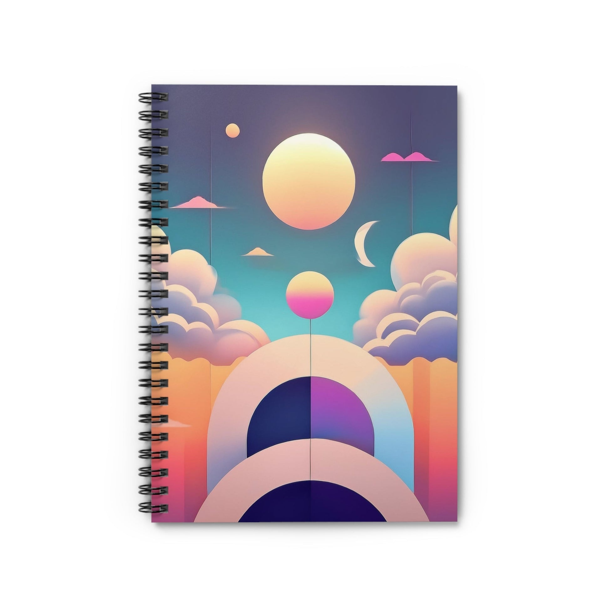 Cosmic Moon Abstract Geometric Spiral Notebook - Ruled Line - POP DECO