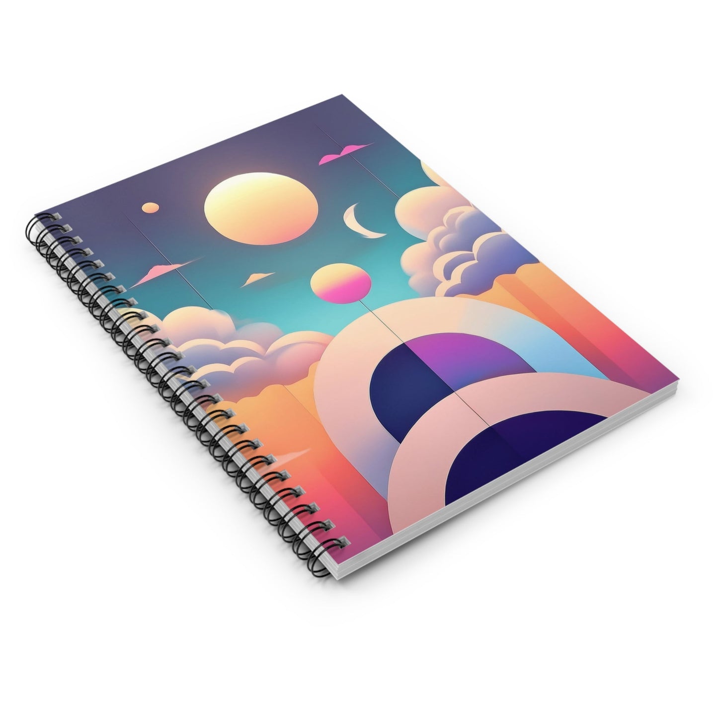 Cosmic Moon Abstract Geometric Spiral Notebook - Ruled Line - POP DECO