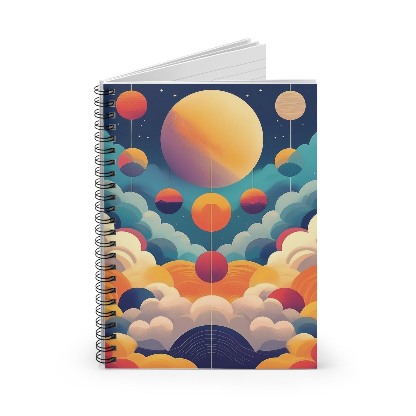 Cosmic Planets Spiral Notebook Abstract Astrology Journal Mystical Note Book Pretty Colorful Witchy Journal Ruled Line Blank Pages - POP DECO