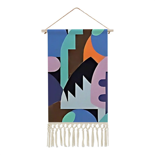 Prismatic Echo Wall Hanging | Abstract Cotton Linen Tapestry