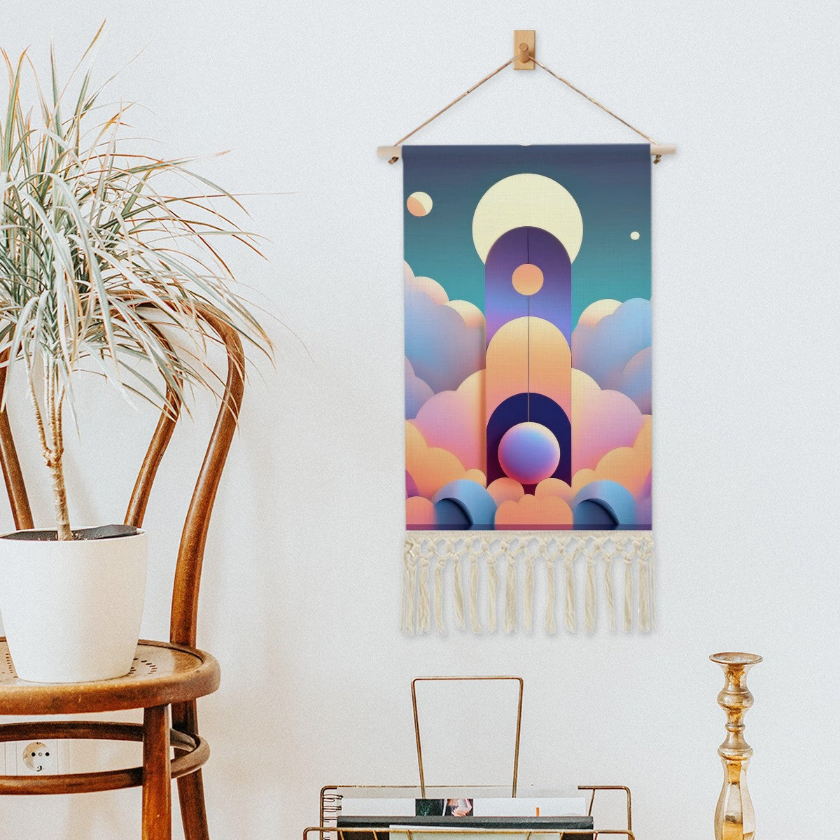 Astral Veil Wall Hanging | Pastel Cosmos Textile Art