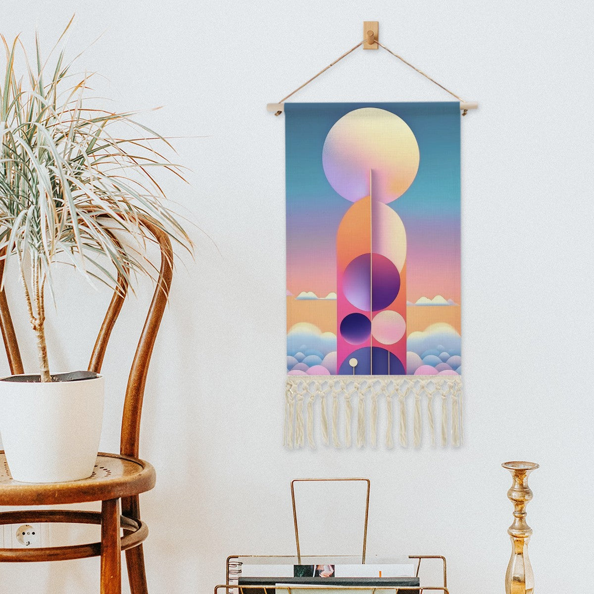 Aurora Obelisk Hanging Tapestry | Cosmic Wall Art