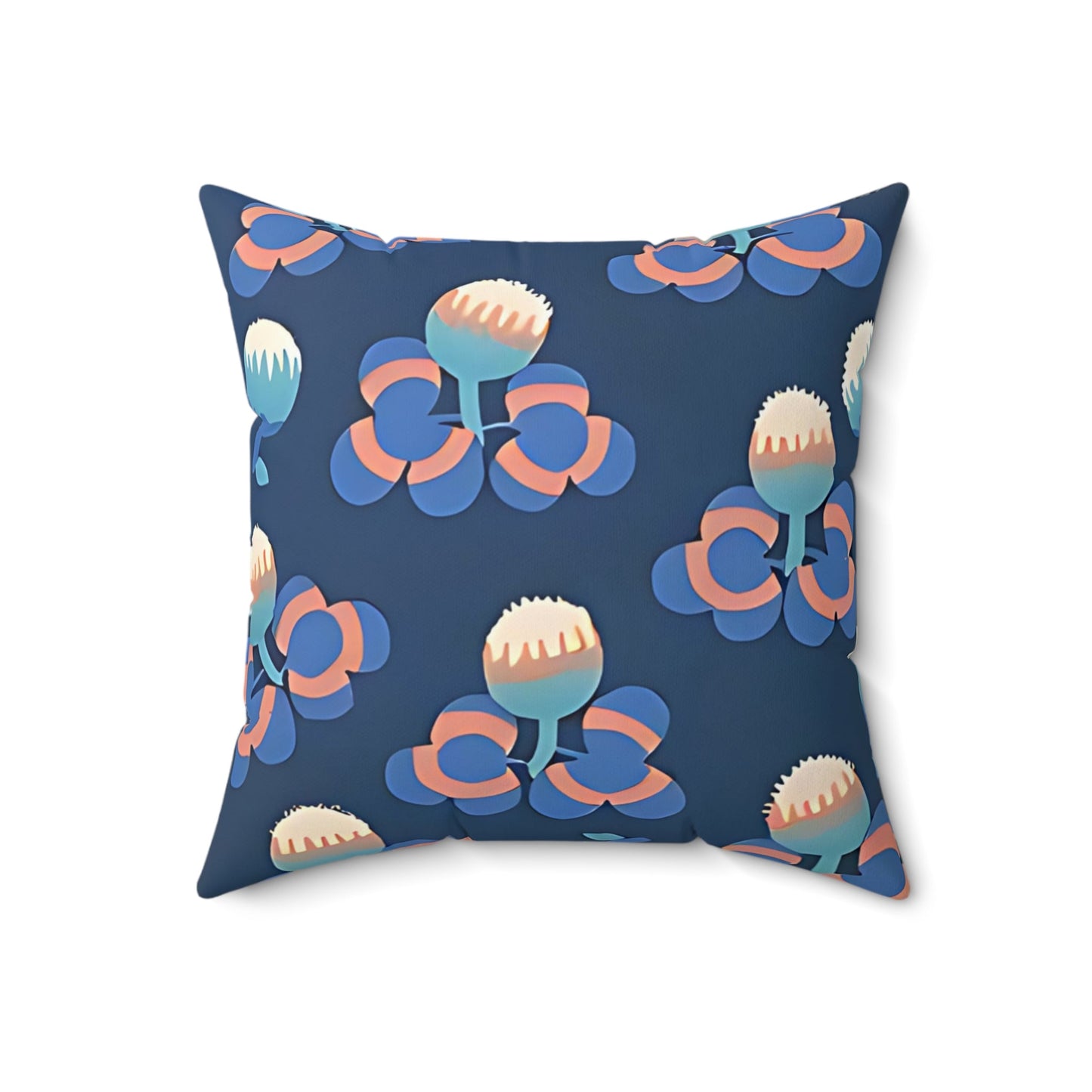 Deco Floral Pink and Blue Throw Pillow - POP DECO