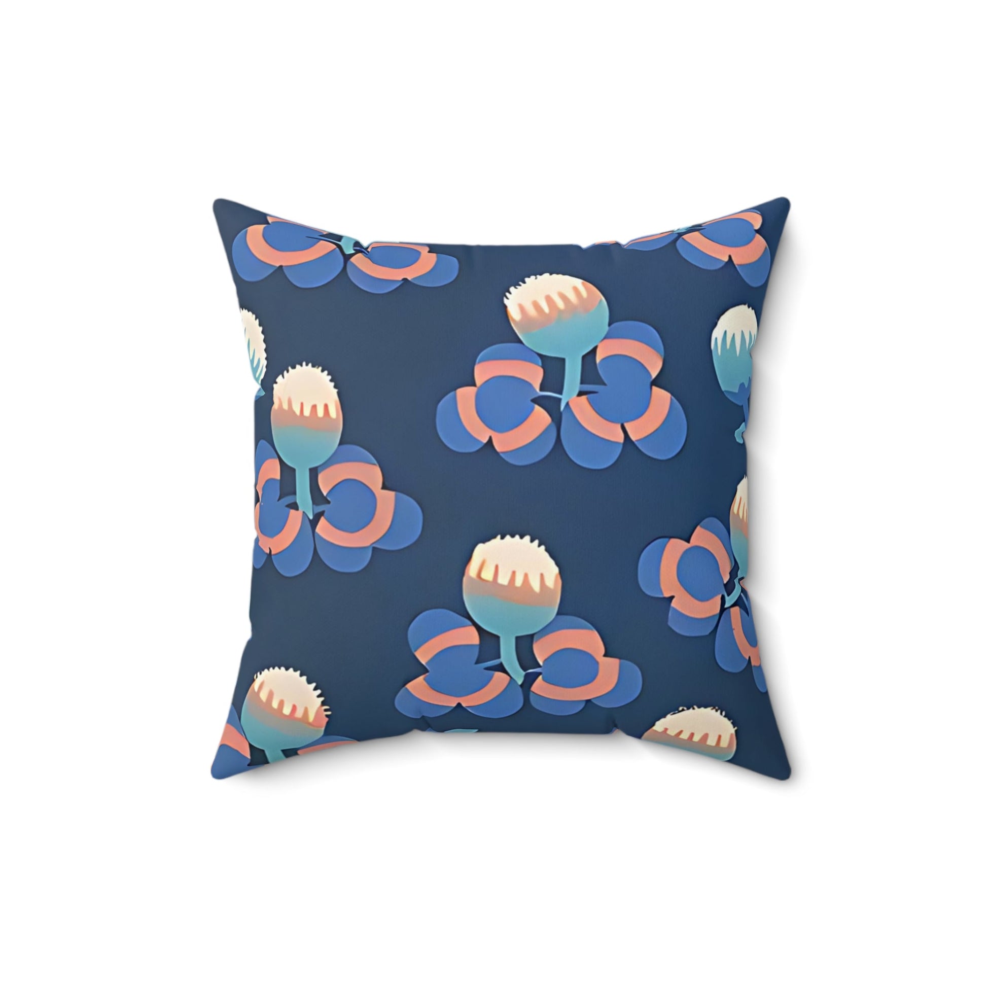 Deco Floral Pink and Blue Throw Pillow - POP DECO