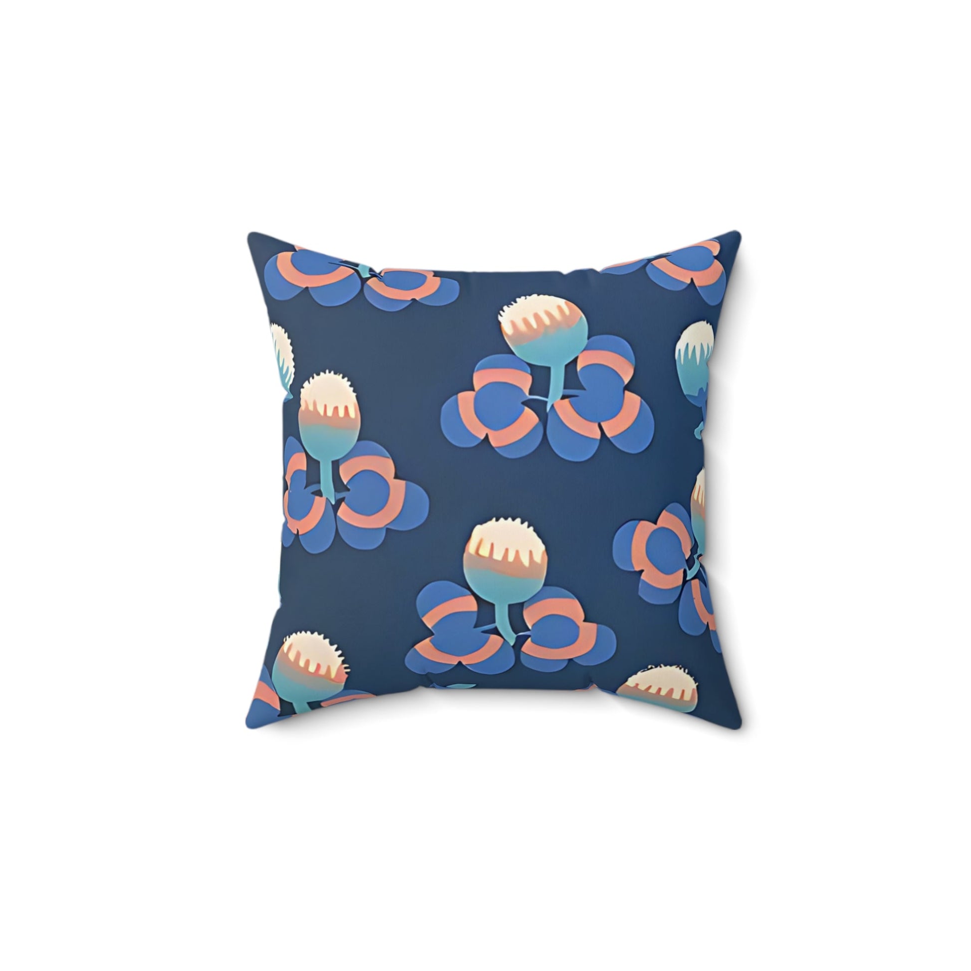 Deco Floral Pink and Blue Throw Pillow - POP DECO