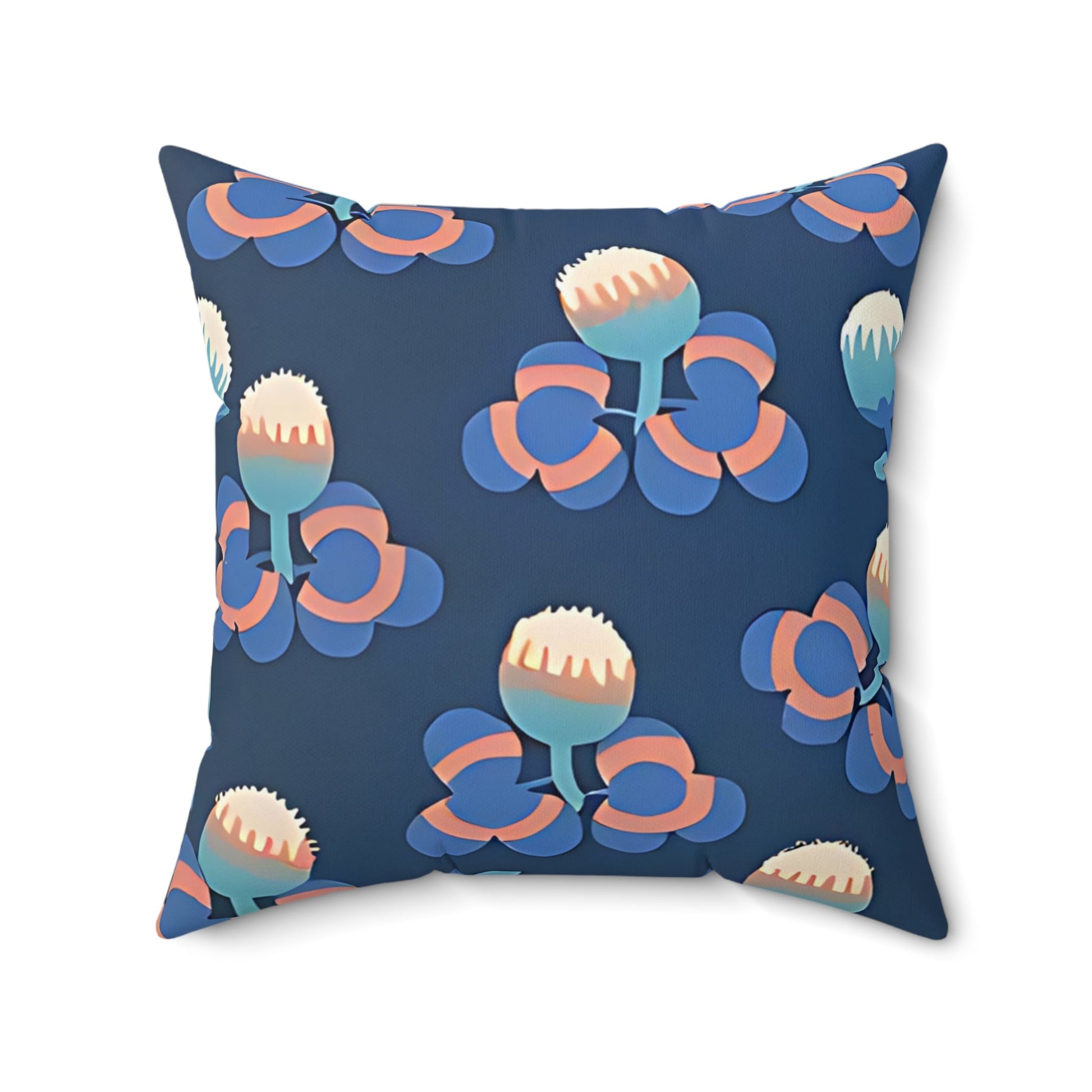 Deco Floral Pink and Blue Throw Pillow - POP DECO