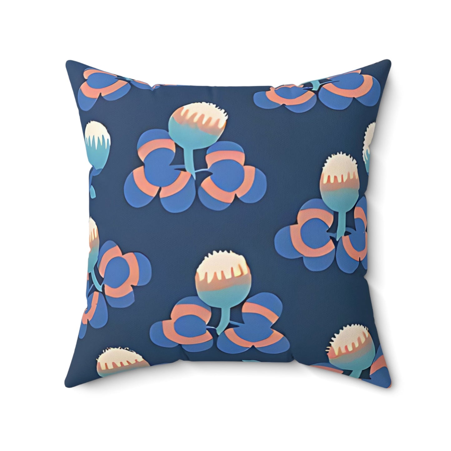 Deco Floral Pink and Blue Throw Pillow - POP DECO