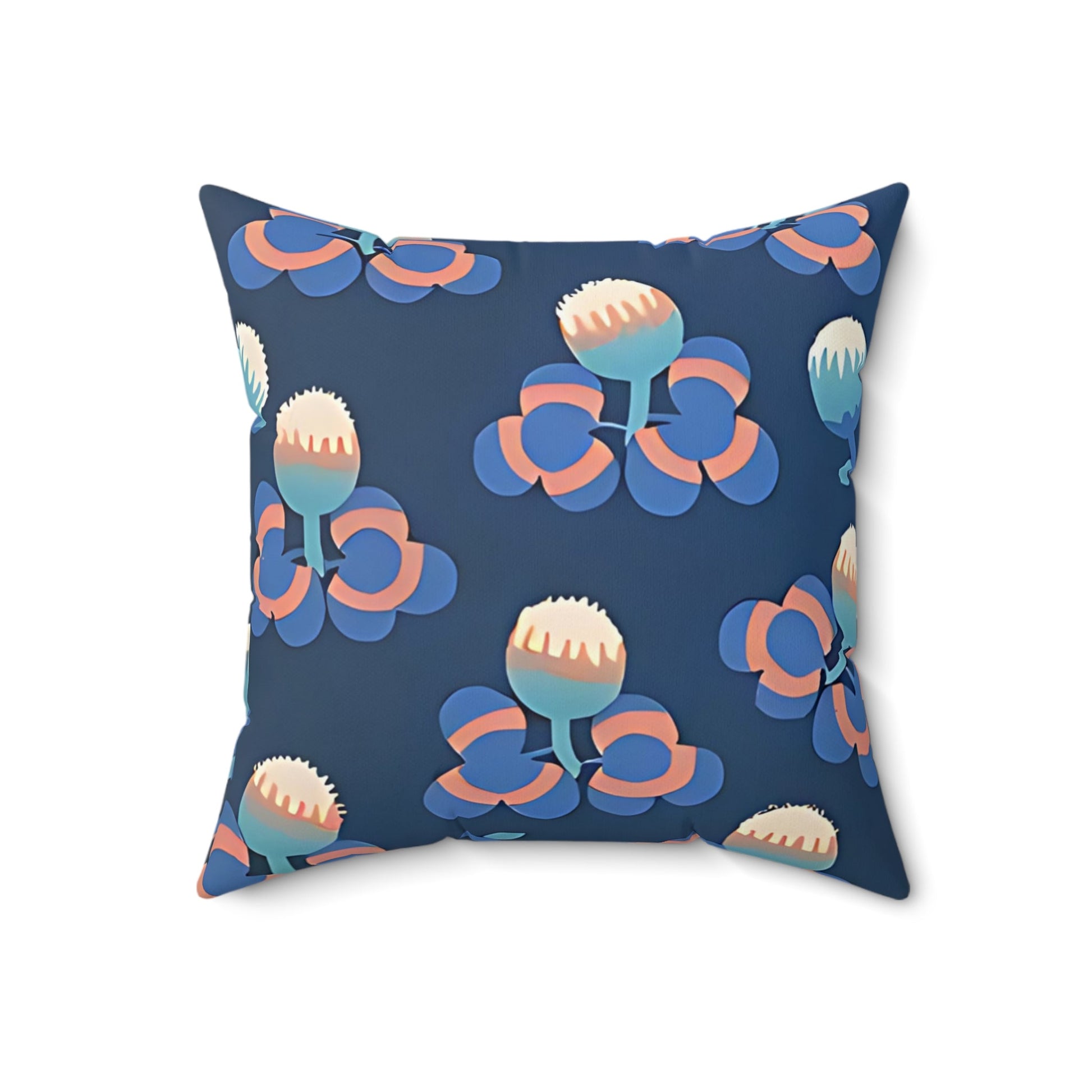 Deco Floral Pink and Blue Throw Pillow - POP DECO