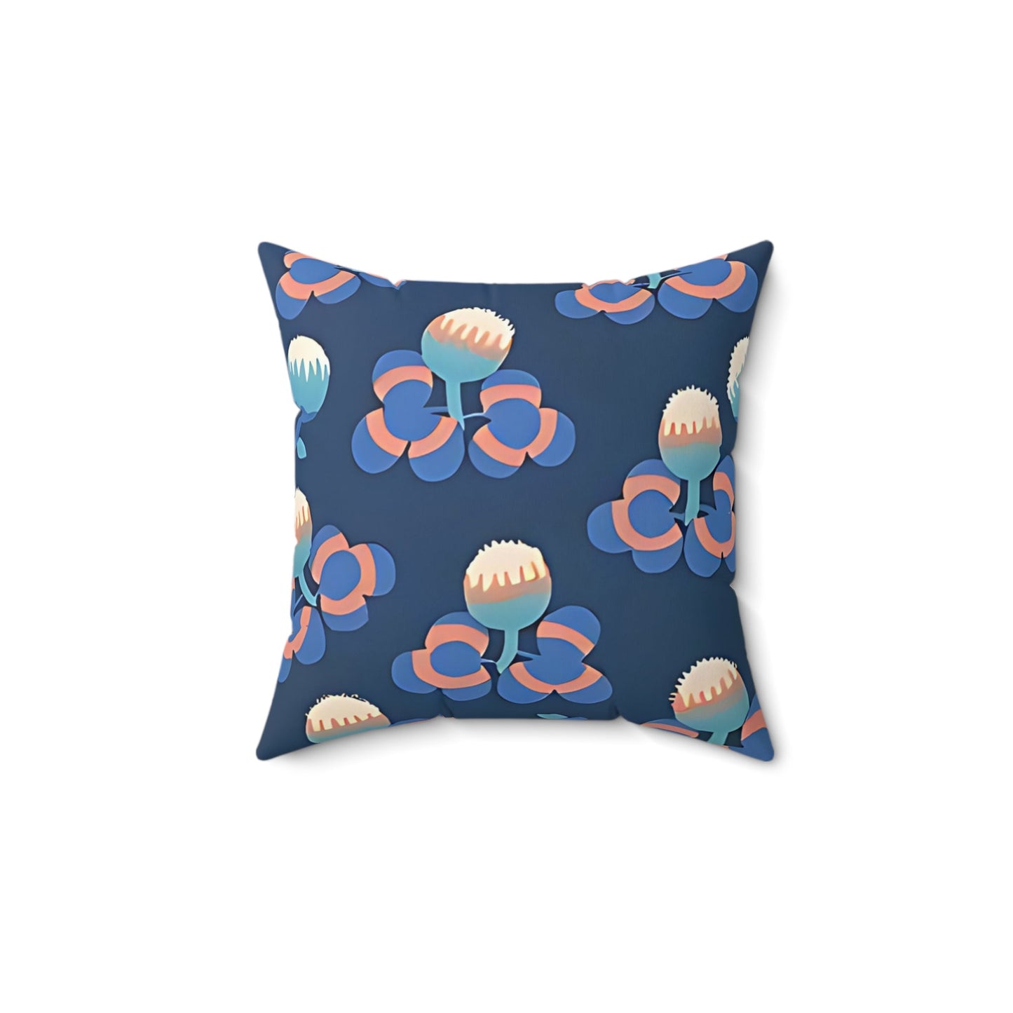 Deco Floral Pink and Blue Throw Pillow - POP DECO