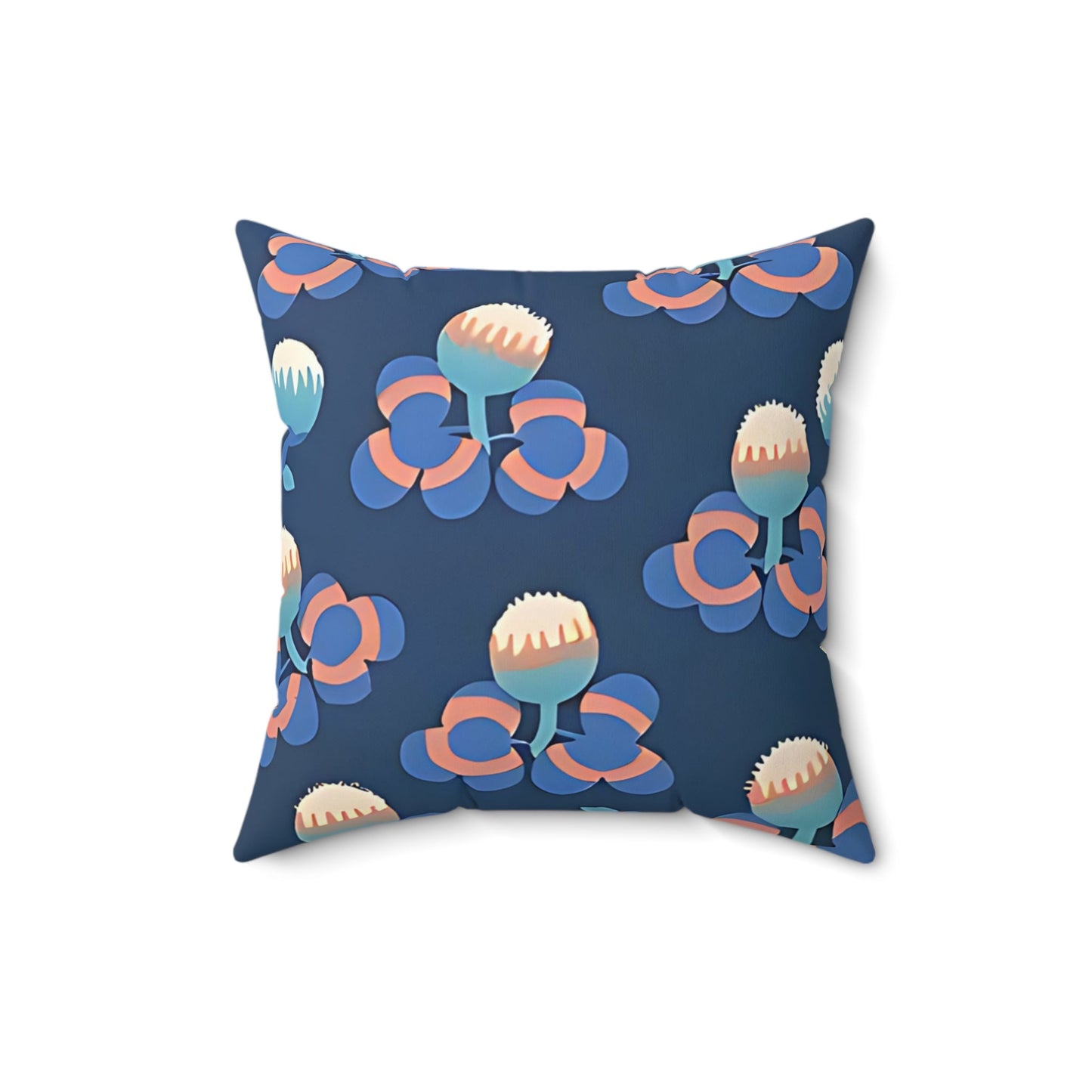 Deco Floral Pink and Blue Throw Pillow - POP DECO