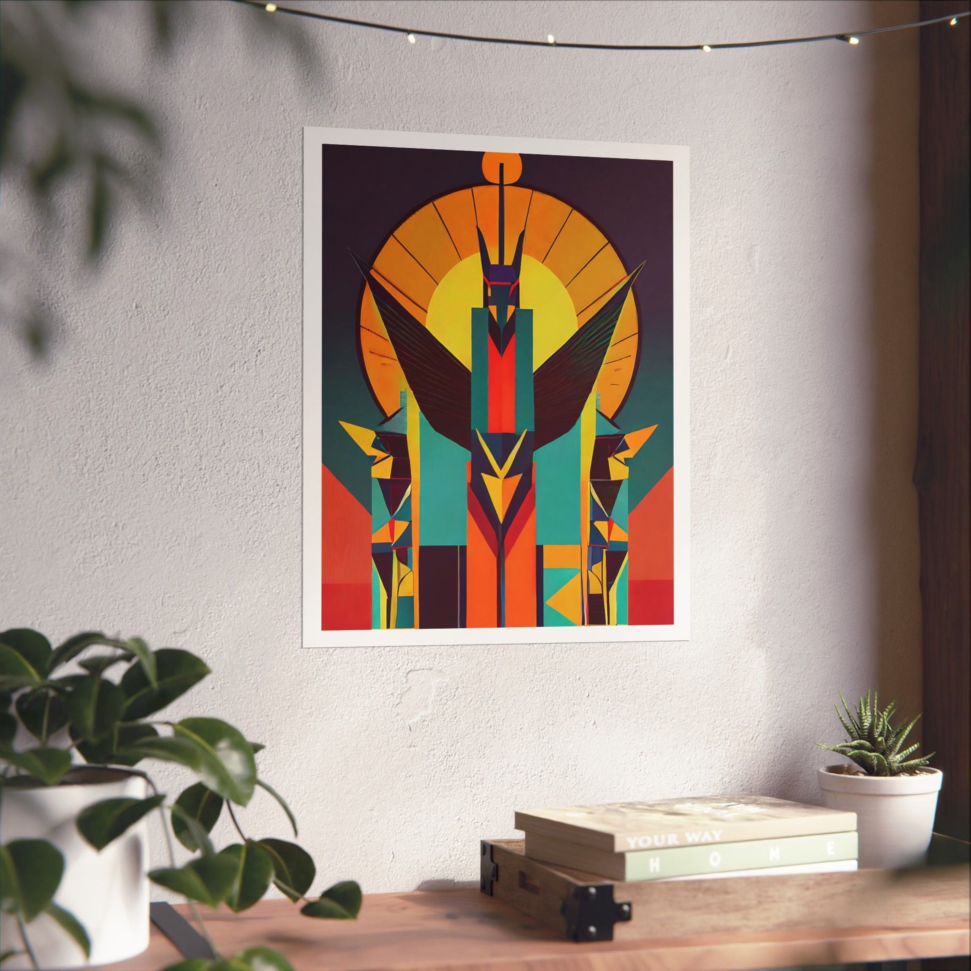 Deco Sphinx Abstract Geometric Poster | Eclectic Egyptian Revival Art for Gallery Wall - POP DECO