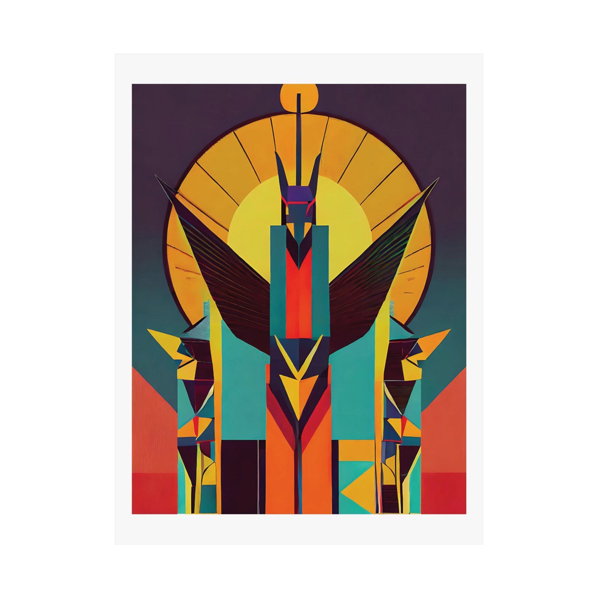 Deco Sphinx Abstract Geometric Poster | Eclectic Egyptian Revival Art for Gallery Wall - POP DECO