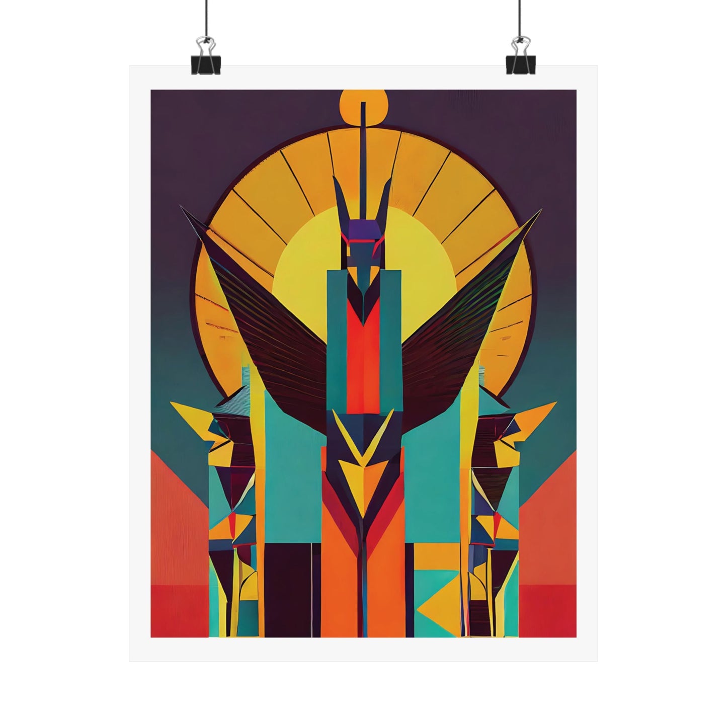 Deco Sphinx Abstract Geometric Poster | Eclectic Egyptian Revival Art for Gallery Wall - POP DECO